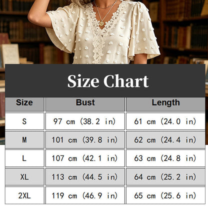 📢📢50% OFF !! ⏰Women's Jacquard V-Neck Butterfly Sleeve Top