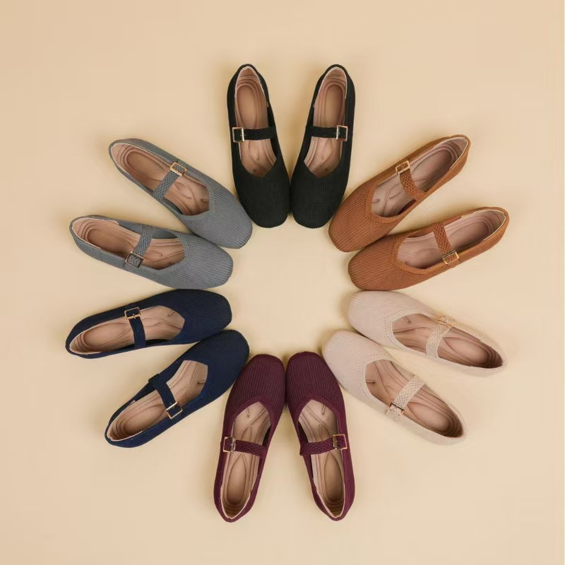 👞 LIMITED-TIME 50% OFF! ✨ Breathable Square Toe Ballet Flats – Knit, Lightweight, Comfy 👣