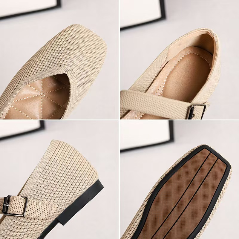 👞 LIMITED-TIME 50% OFF! ✨ Breathable Square Toe Ballet Flats – Knit, Lightweight, Comfy 👣