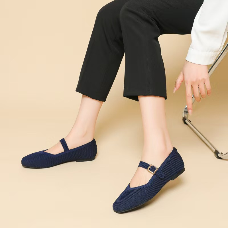 👞 LIMITED-TIME 50% OFF! ✨ Breathable Square Toe Ballet Flats – Knit, Lightweight, Comfy 👣