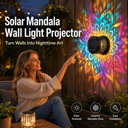 Solar Mandala Light – Stunning Pattern Projection, 2-in-1 Floor & Wall Design & IP65 Waterproof Auto On/Off 🌿