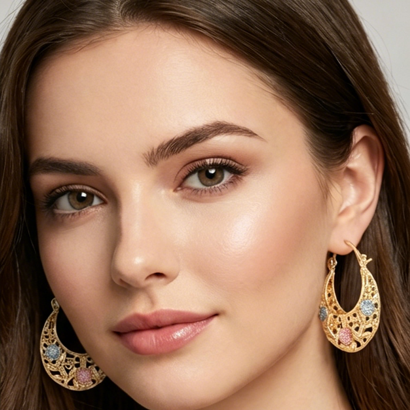 🔥2026 New Arrival 🔥Gold-Plated Crescent Hoop Earrings with Enamel Flowers – Delicate, floral charm & perfect for everyday elegance or gifting 🌸