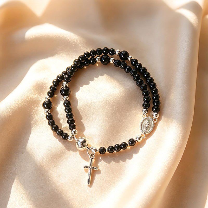 Double-Wrap Rosary Beaded Bracelet
