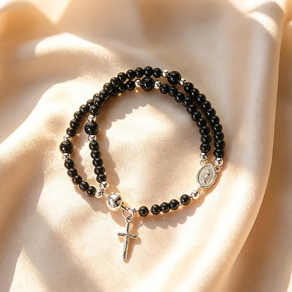 Double-Wrap Rosary Beaded Bracelet