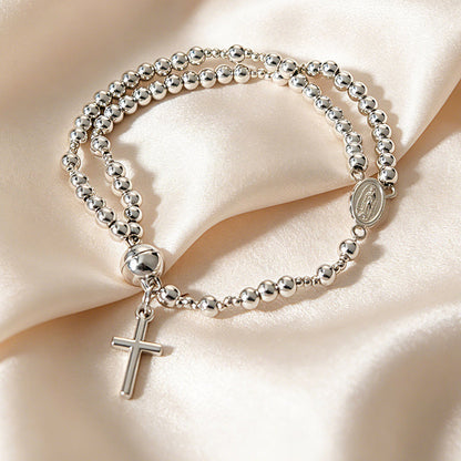 Double-Wrap Rosary Beaded Bracelet