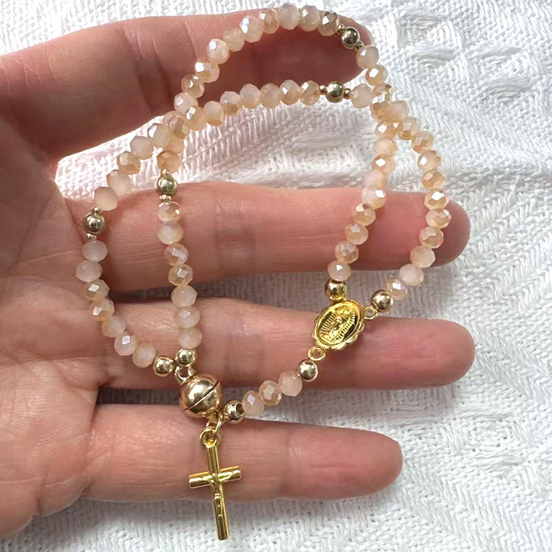 Double-Wrap Rosary Beaded Bracelet