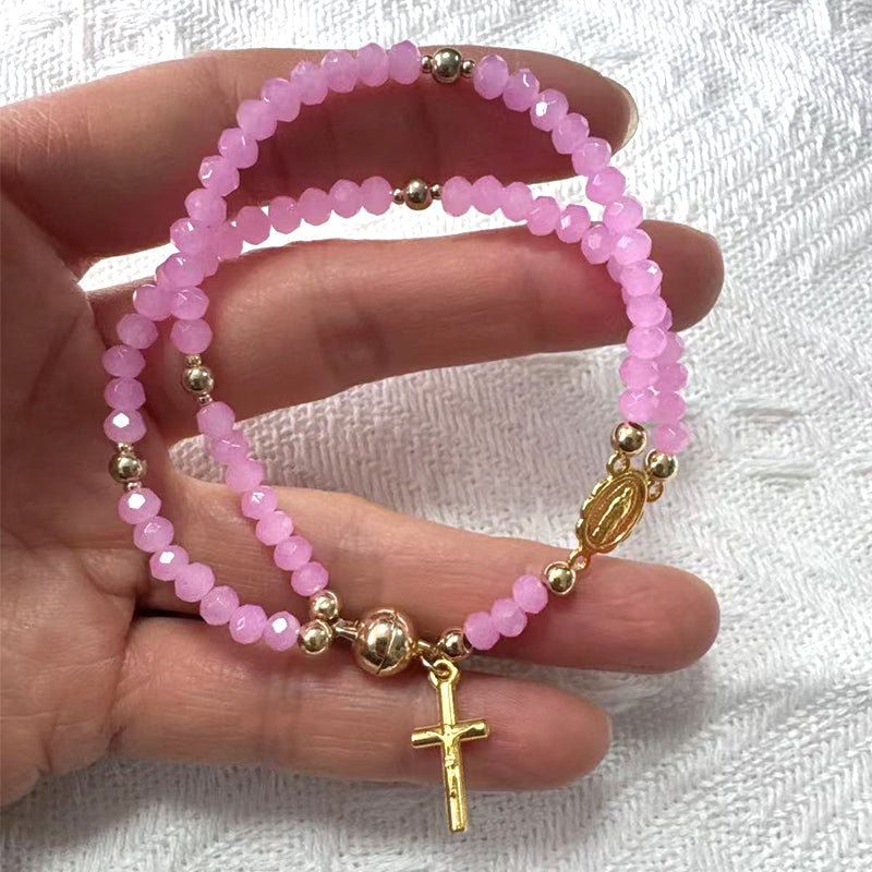 Double-Wrap Rosary Beaded Bracelet