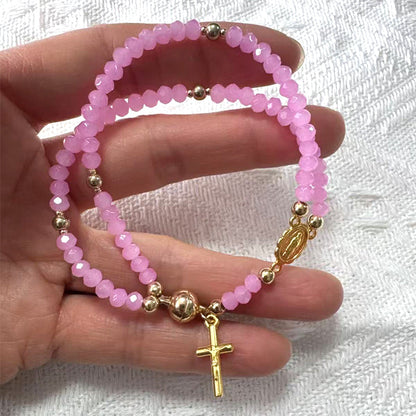 Double-Wrap Rosary Beaded Bracelet