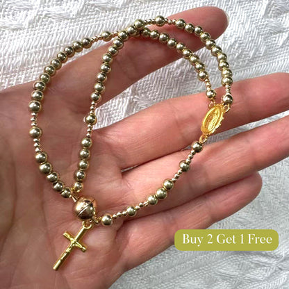Double-Wrap Rosary Beaded Bracelet