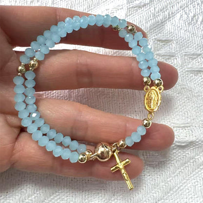Double-Wrap Rosary Beaded Bracelet