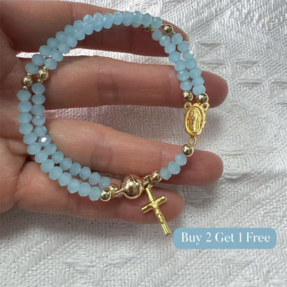Double-Wrap Rosary Beaded Bracelet