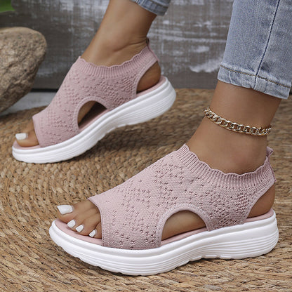⏳Time-Limited Special Price: ￡13.99!!🎁Women’s Knit Platform Sandals – Lightweight, Breathable & Arch-Supported 🏝️☁️  Cushioned Memory Foam Footbed • Non-Slip Sole • All-Day Comfort for Summer Walks, Holidays & City Days 🎁🇬🇧