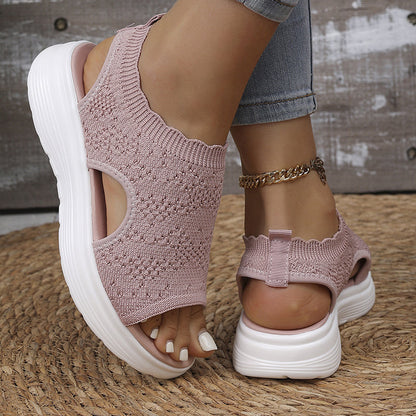 ⏳Time-Limited Special Price: ￡13.99!!🎁Women’s Knit Platform Sandals – Lightweight, Breathable & Arch-Supported 🏝️☁️  Cushioned Memory Foam Footbed • Non-Slip Sole • All-Day Comfort for Summer Walks, Holidays & City Days 🎁🇬🇧