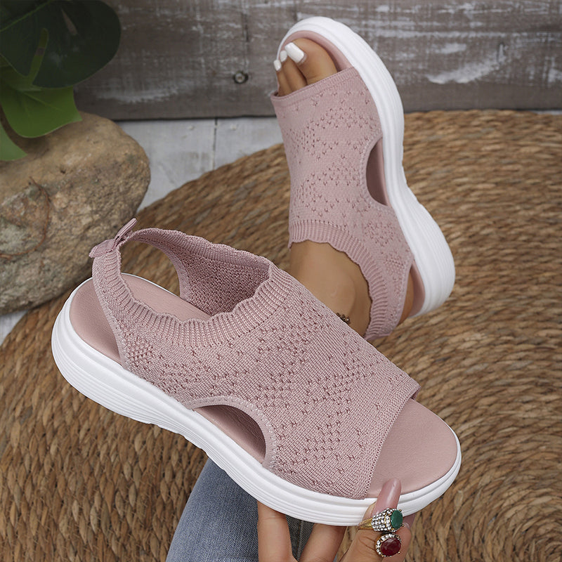 ⏳Time-Limited Special Price: ￡13.99!!🎁Women’s Knit Platform Sandals – Lightweight, Breathable & Arch-Supported 🏝️☁️  Cushioned Memory Foam Footbed • Non-Slip Sole • All-Day Comfort for Summer Walks, Holidays & City Days 🎁🇬🇧