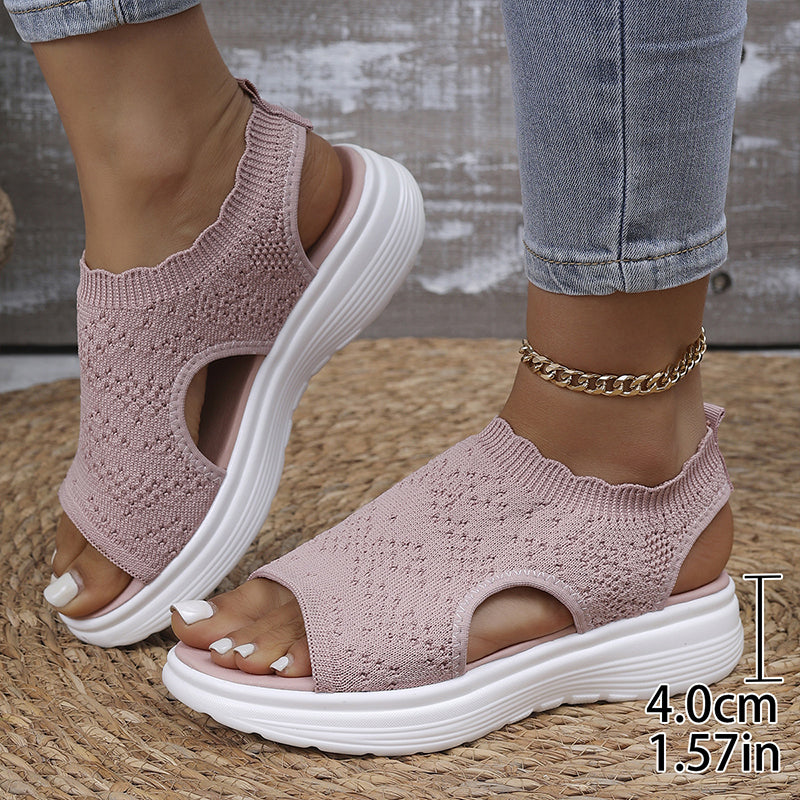 ⏳Time-Limited Special Price: ￡13.99!!🎁Women’s Knit Platform Sandals – Lightweight, Breathable & Arch-Supported 🏝️☁️  Cushioned Memory Foam Footbed • Non-Slip Sole • All-Day Comfort for Summer Walks, Holidays & City Days 🎁🇬🇧