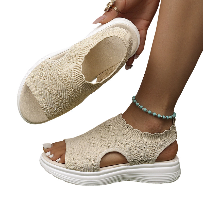 ⏳Time-Limited Special Price: ￡13.99!!🎁Women’s Knit Platform Sandals – Lightweight, Breathable & Arch-Supported 🏝️☁️  Cushioned Memory Foam Footbed • Non-Slip Sole • All-Day Comfort for Summer Walks, Holidays & City Days 🎁🇬🇧