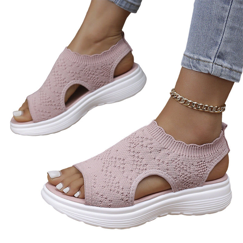 ⏳Time-Limited Special Price: ￡13.99!!🎁Women’s Knit Platform Sandals – Lightweight, Breathable & Arch-Supported 🏝️☁️  Cushioned Memory Foam Footbed • Non-Slip Sole • All-Day Comfort for Summer Walks, Holidays & City Days 🎁🇬🇧