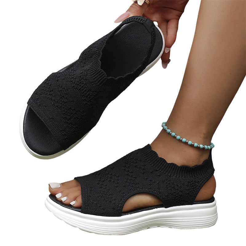 ⏳Time-Limited Special Price: ￡13.99!!🎁Women’s Knit Platform Sandals – Lightweight, Breathable & Arch-Supported 🏝️☁️  Cushioned Memory Foam Footbed • Non-Slip Sole • All-Day Comfort for Summer Walks, Holidays & City Days 🎁🇬🇧