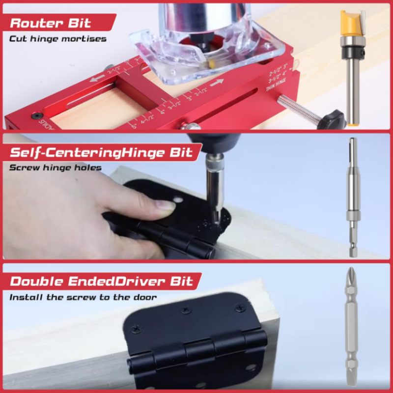 🚪🔧 Adjustable Door Hinge Mortise Jig Kit – Perfect Hinge Recesses Every Time! | Fits All Standard Hinge Sizes – DIY Made Easy 🛠️