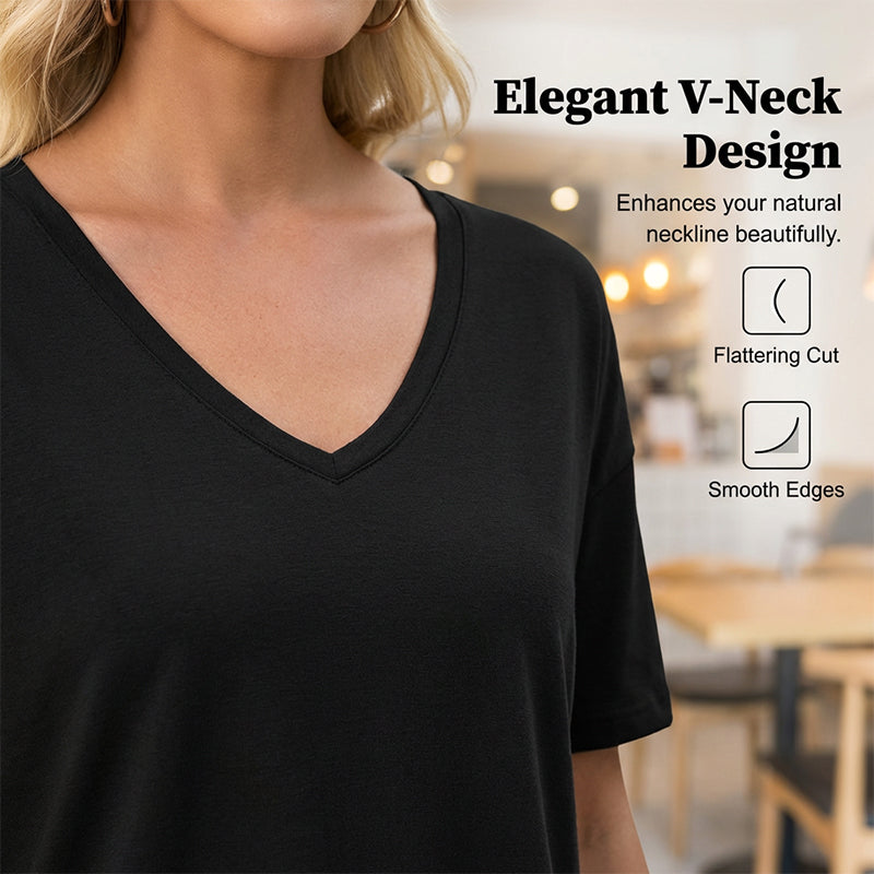 💥2026 Hot Sale 49% OFF👚Women's Half Sleeve V-Neck Top with Patchwork Hem