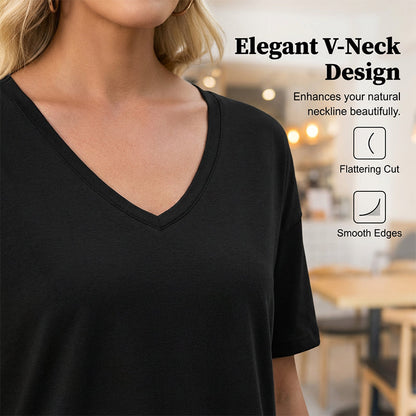 💥2026 Hot Sale 49% OFF👚Women's Half Sleeve V-Neck Top with Patchwork Hem
