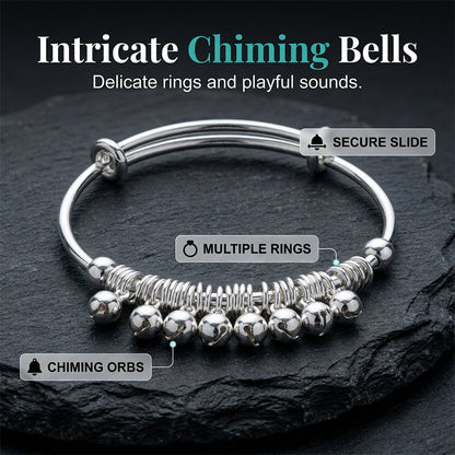 Adjustable Silver Bell Charm Bangle Bracelet