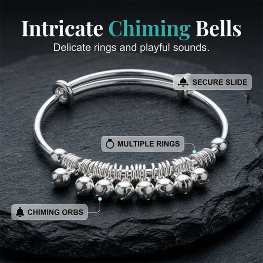 Adjustable Silver Bell Charm Bangle Bracelet