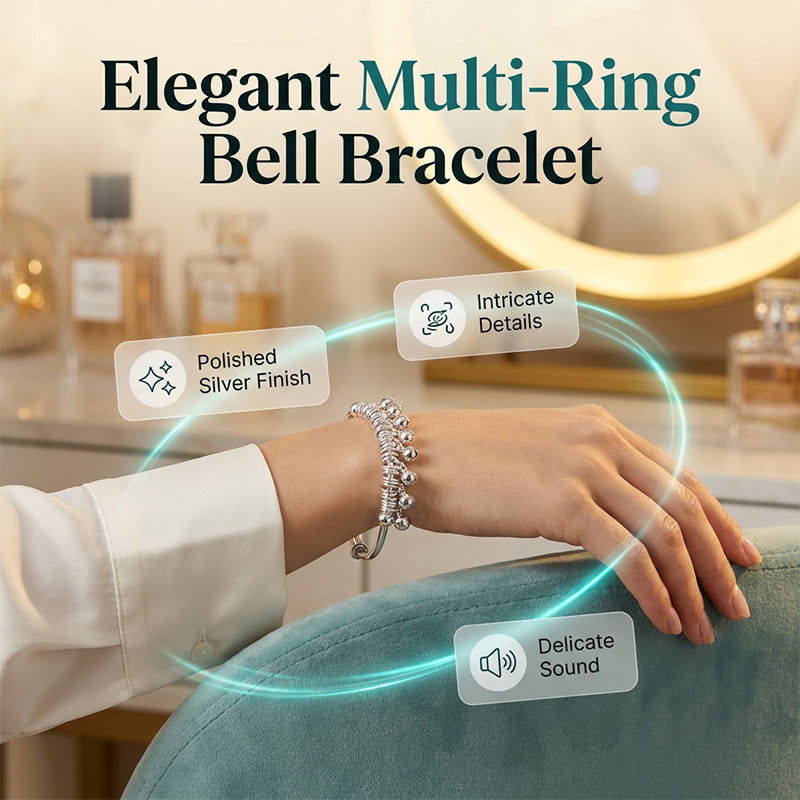 Adjustable Silver Bell Charm Bangle Bracelet