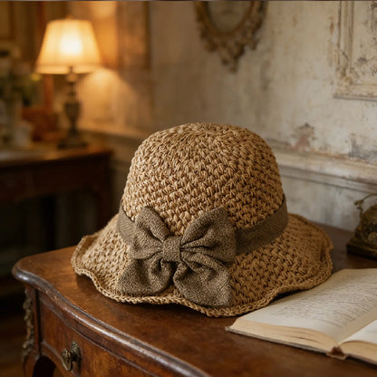 🌷Elegant Woven Straw Sun Hat with Bow