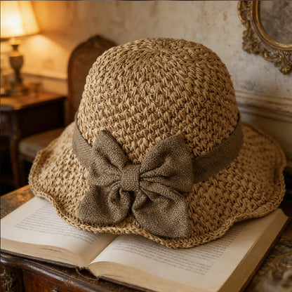🌷Elegant Woven Straw Sun Hat with Bow
