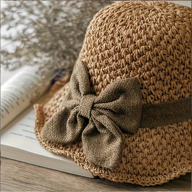 🌷Elegant Woven Straw Sun Hat with Bow