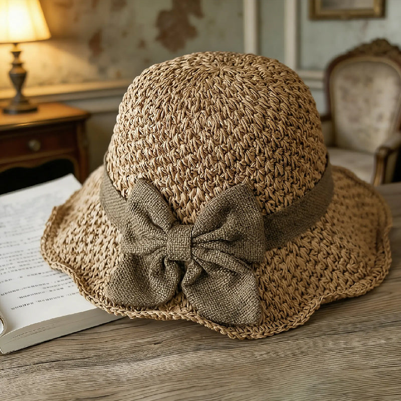 🌷Elegant Woven Straw Sun Hat with Bow