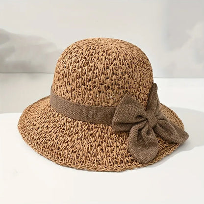 🌷Elegant Woven Straw Sun Hat with Bow