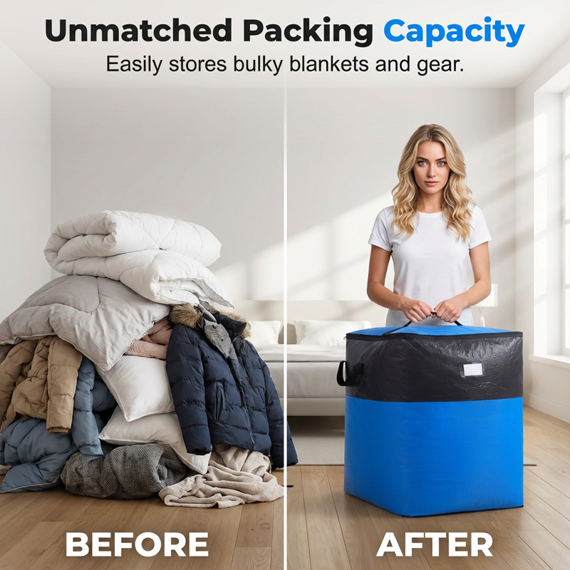 ⏰Last 4 hours Sale:£8.99!!🧳 Collapsible Storage and Moving Bag – Heavy-duty handles & zippered closure – Folds flat, perfect for moving, travel or closet organization – reusable & easy to clean 🏠
