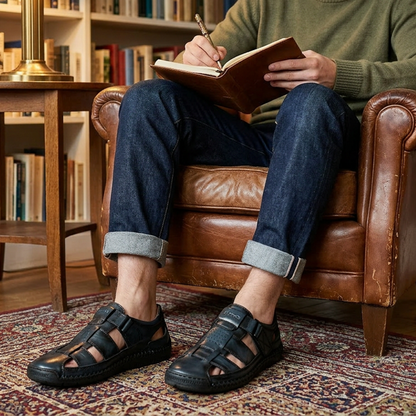 👞 LIMITED-TIME 50% OFF! ✨ Men's Closed-Toe Beach Sandals – Breathable, Cushioned, Hook-and-Loop 🌊