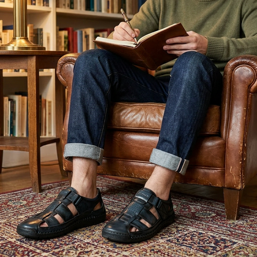 👞 LIMITED-TIME 50% OFF! ✨ Men's Closed-Toe Beach Sandals – Breathable, Cushioned, Hook-and-Loop 🌊