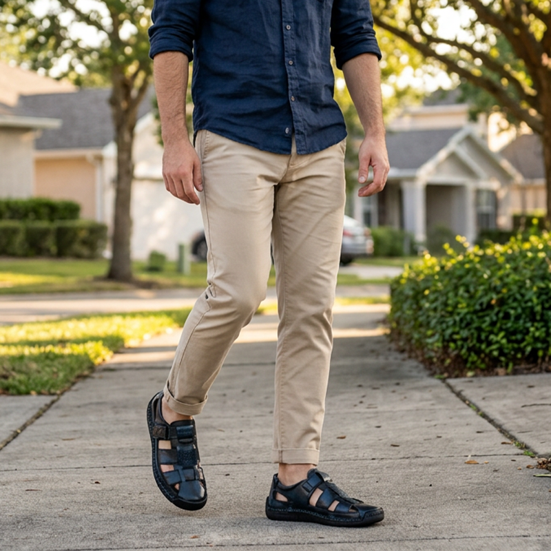 👞 LIMITED-TIME 50% OFF! ✨ Men's Closed-Toe Beach Sandals – Breathable, Cushioned, Hook-and-Loop 🌊