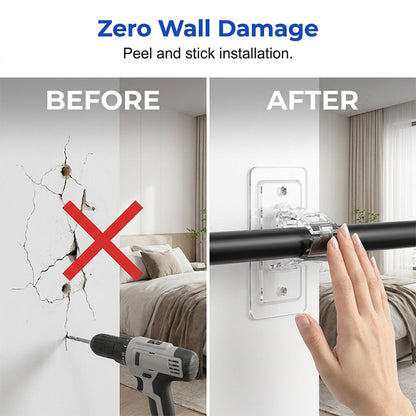 Heavy-Duty Self-Adhesive Rod Support Brackets