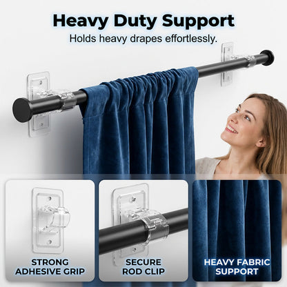 Heavy-Duty Self-Adhesive Rod Support Brackets