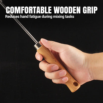 Stainless Steel Semi-Automatic Whisk with Wooden Handle