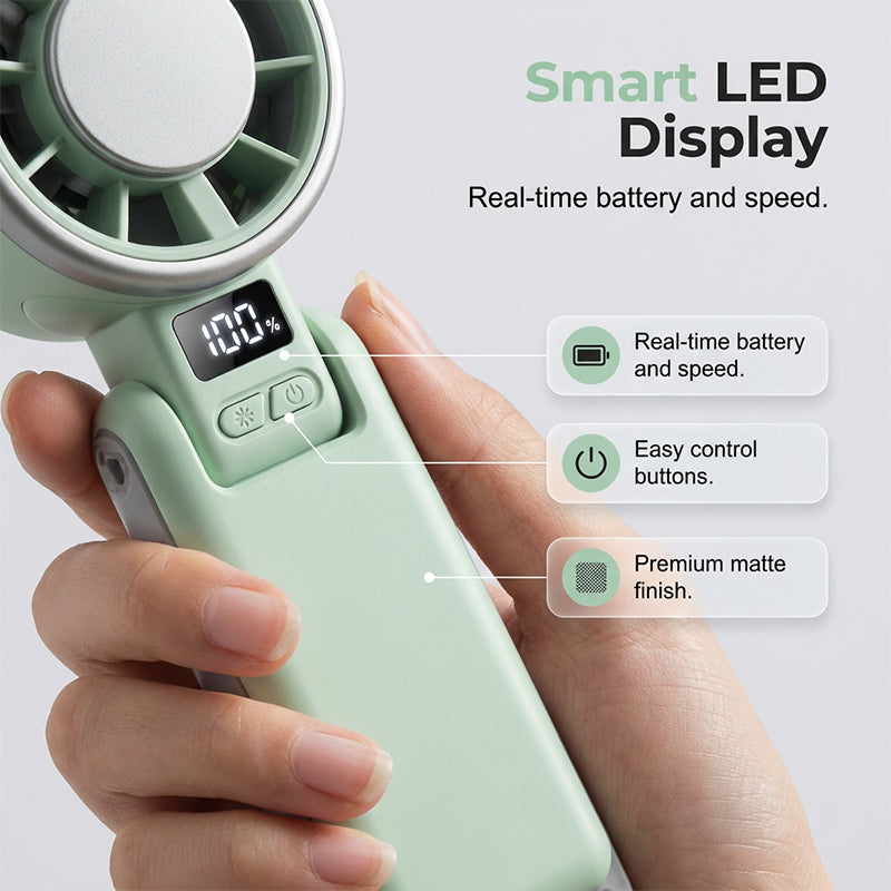 🥳HOT SALE 2026❤️ 50% OFF! Foldable Turbo Handheld Fan with LED Display