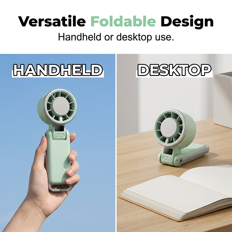 🥳HOT SALE 2026❤️ 50% OFF! Foldable Turbo Handheld Fan with LED Display
