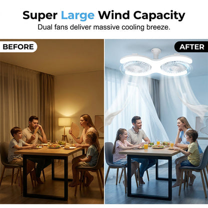 🎁2026 New Arrivals 50% OFF💥Double-head LED ceiling fan with light – 2 independent heads, 3 speeds, and remote control – Perfect for large rooms ✨