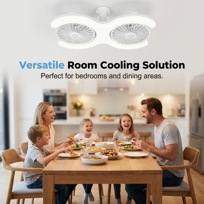 🎁2026 New Arrivals 50% OFF💥Double-head LED ceiling fan with light – 2 independent heads, 3 speeds, and remote control – Perfect for large rooms ✨