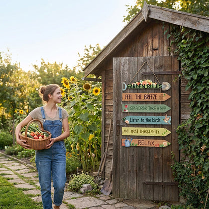 ⏳Limited-time 50% off⏰Rustic Wooden Garden Hanging Sign Wall Decor Plaque🏡