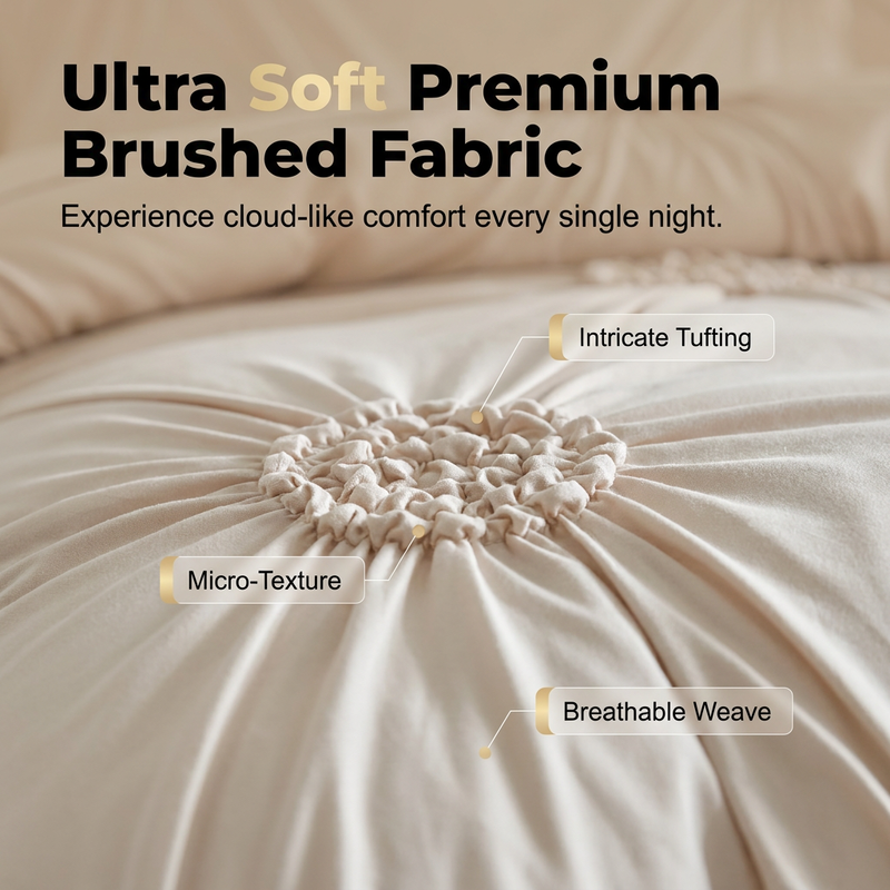 😴 Bring you cozy deep sleep!Elegant Pinch Pleat Duvet Cover Set