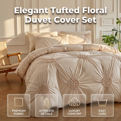 😴 Bring you cozy deep sleep!Elegant Pinch Pleat Duvet Cover Set