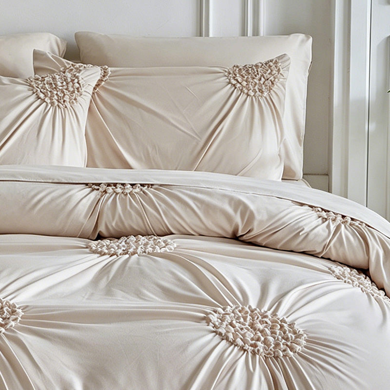😴 Bring you cozy deep sleep!Elegant Pinch Pleat Duvet Cover Set