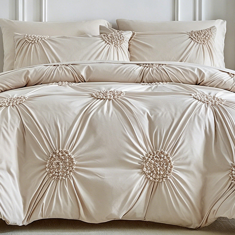 😴 Bring you cozy deep sleep!Elegant Pinch Pleat Duvet Cover Set