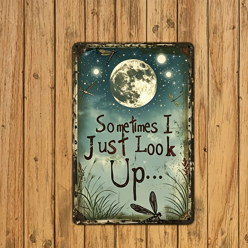 Retro Moon and Dragonfly Wooden Wall Art Decor